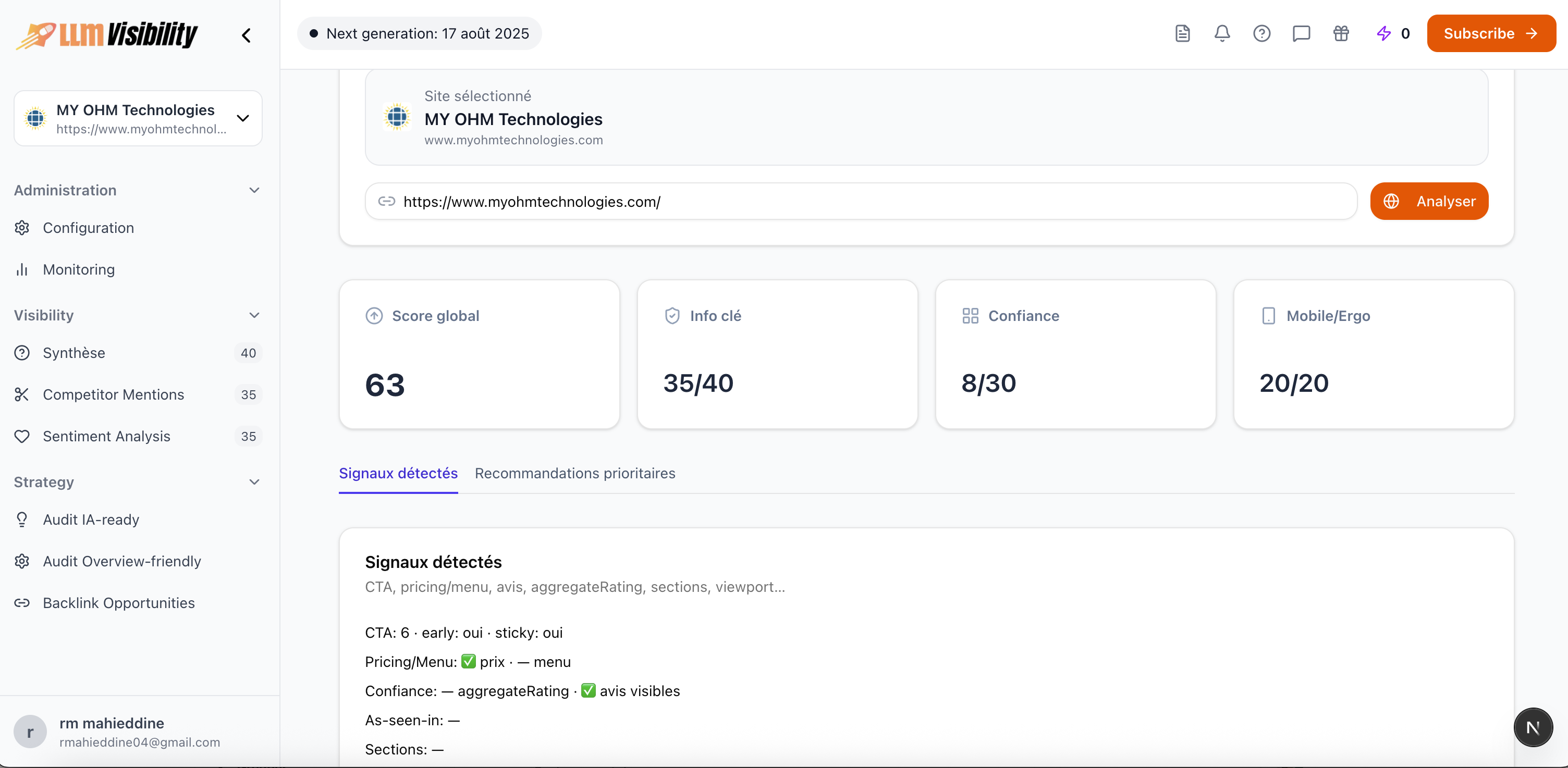 Overview-friendly content audit dashboard