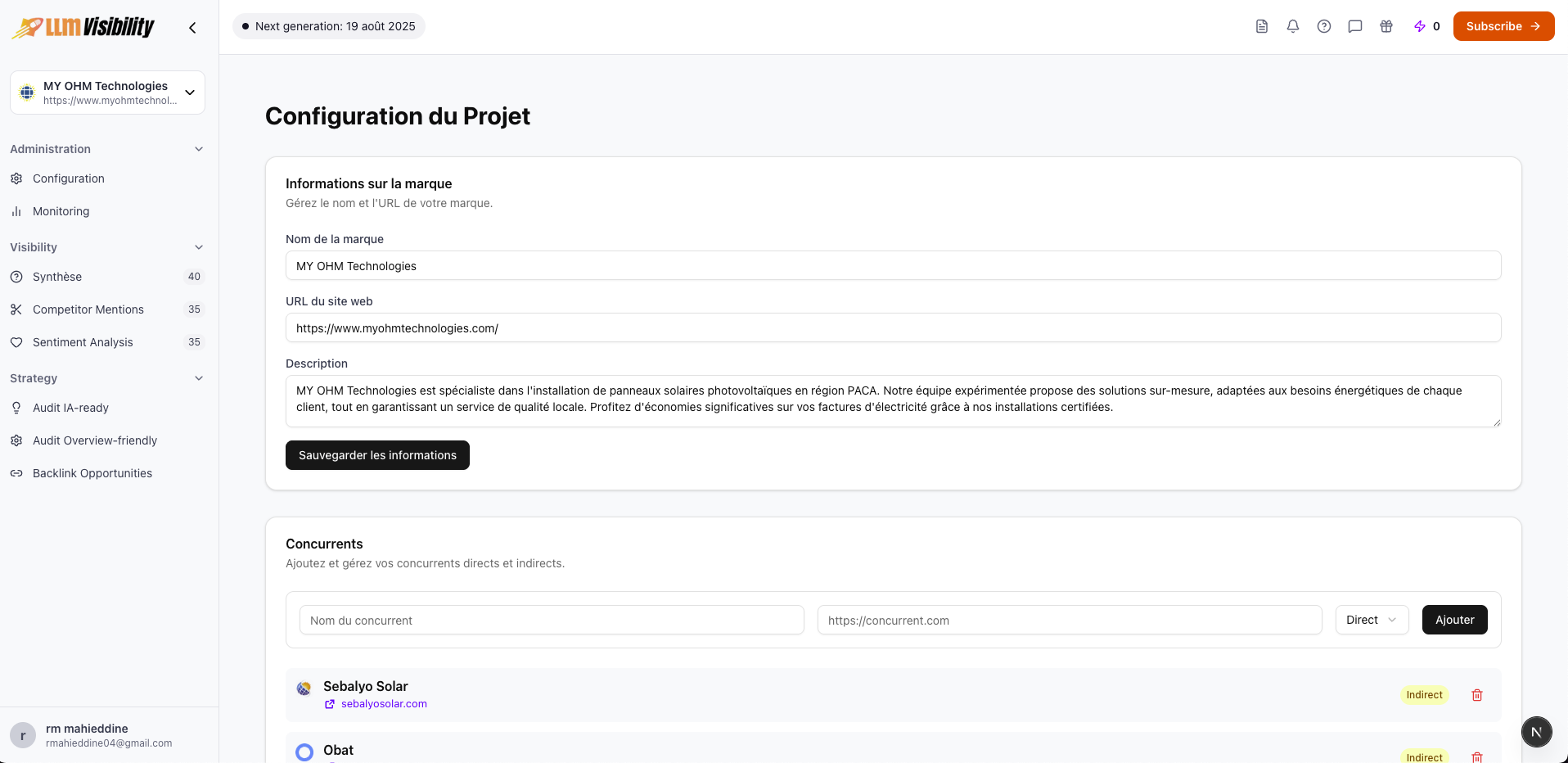 Dashboard sentiment analysis preview